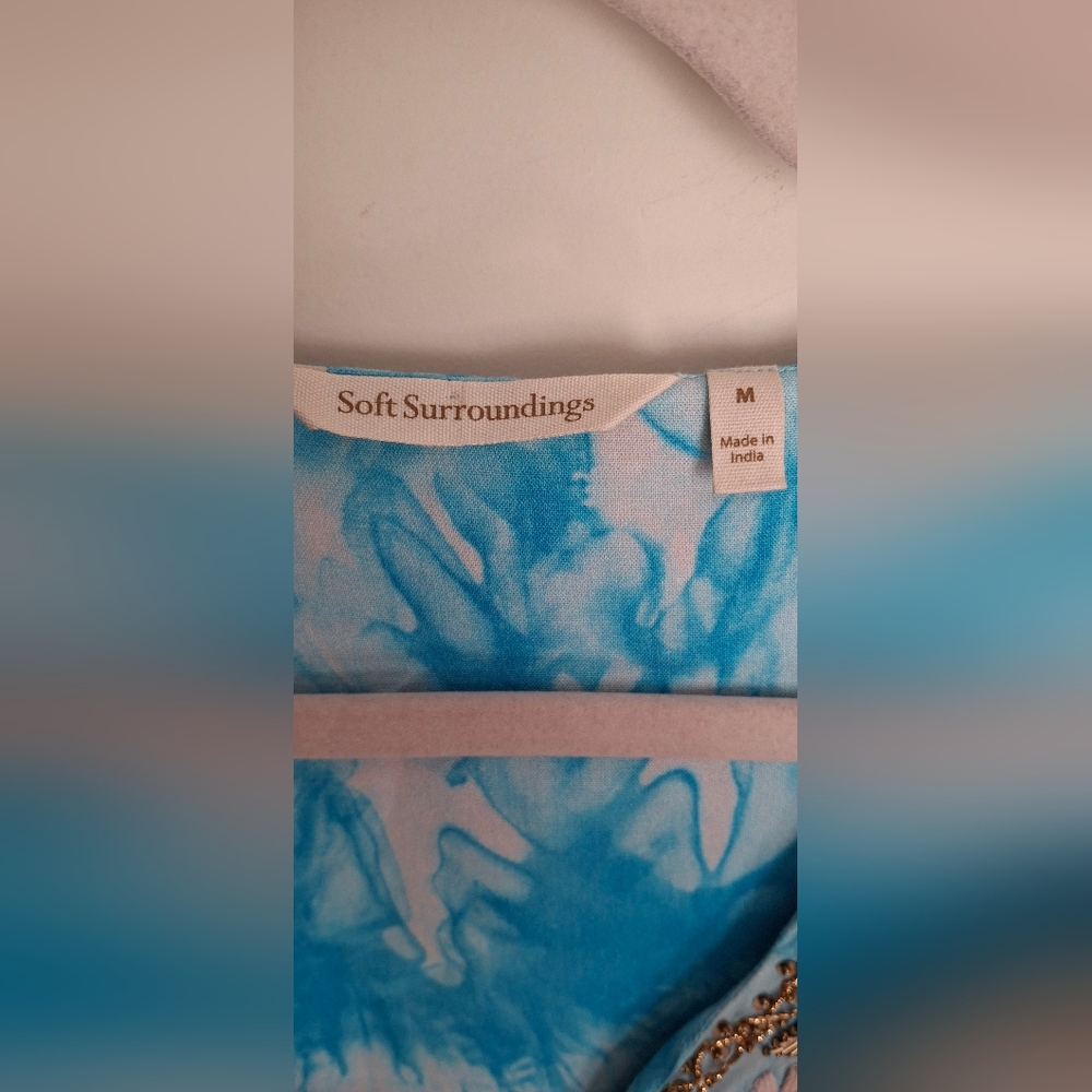 Soft surroundings icon beverly womens tunic blouse medium sky blue tye die new - Picture 4 of 12